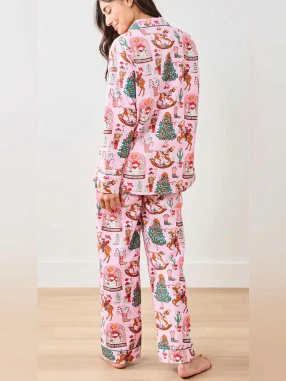 PRINTFRESH - COWBOY CHRISTMAS LONG PAJAMA SET MEDIUM - Picture 1 of 12